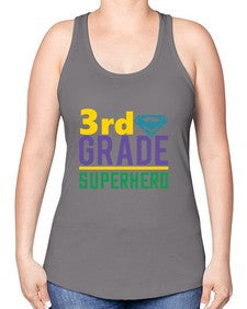 third Grade Superhero 976# - third grade -Racerback Tank