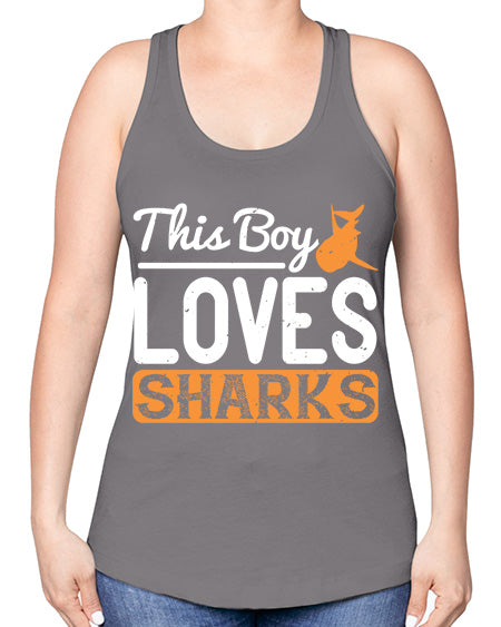 this boy loves sharks Style 14# - shark-fish -Racerback Tank