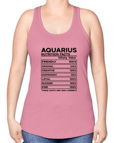 Aquarius Nutrition Facts 67# - aquarius -Racerback Tank