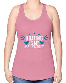 Boating is my valentine 4# - boats -Racerback Tank