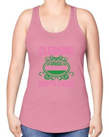Cleaning spaces creating happy faces Style 93# - cleaner -Racerback Tank