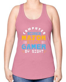 Computer science major by day gamer by night 6# - computer -Racerback Tank