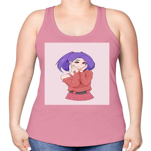 Cute girl with cute pose 138# - anime -Racerback Tank