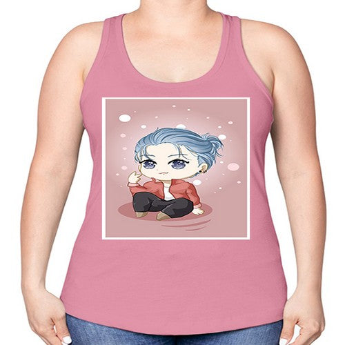 Cute little boy silver hair 78# - anime -Racerback Tank