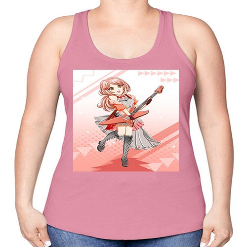 Cute rock star girl with guitar game 17# - anime -Racerback Tank