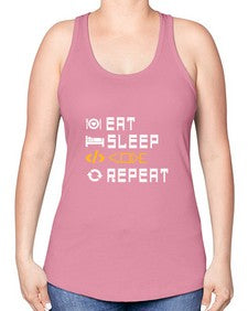 Eat sleep code repeat 49# - computer -Racerback Tank