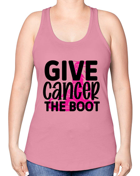 Give Cancer the Boot 25# - breast cancer -Racerback Tank