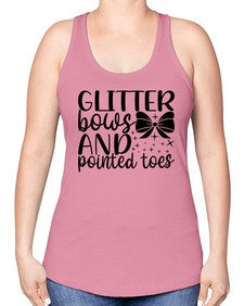 Glitter bows and pointed toes 130# - ballet -Racerback Tank