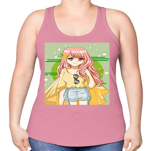 Happy and cute yellow blouse in summer holiday 43# - anime -Racerback Tank