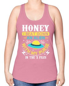 Honey i beat down an alien 4# - ufo -Racerback Tank