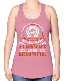 Horses make a landscape look beautiful Style 42# - horse -Racerback Tank
