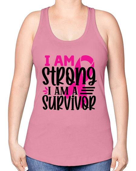 I Am Strong I Am a Survivor 19# - breast cancer -Racerback Tank