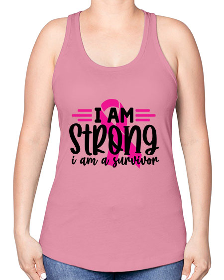 I Am Strong I Am a Survivor 20# - breast cancer -Racerback Tank