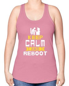 Keep Calm and reboot 27# - computer -Racerback Tank