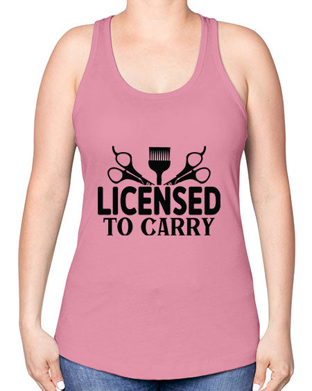 Licensed To Carry 1050# - hairdresser -Racerback Tank