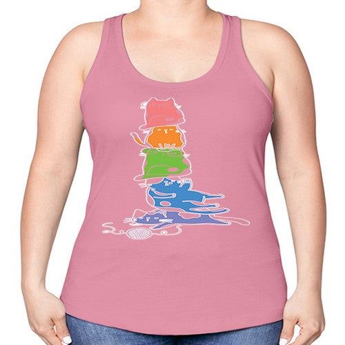 Pride Kawaii Cats Pile Cute Anime 277# - anime -Racerback Tank
