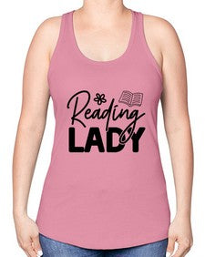 Reading lady 1347# - teacher -Racerback Tank
