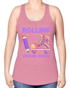 Rolling into second Grade 789# - second grade -Racerback Tank