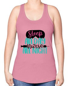 Sleep All Day Nurse All Style Style 1399# - nurse -Racerback Tank