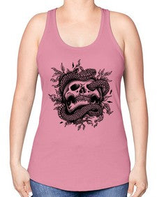 Snake Skull 1095# - skull and bones -Racerback Tank