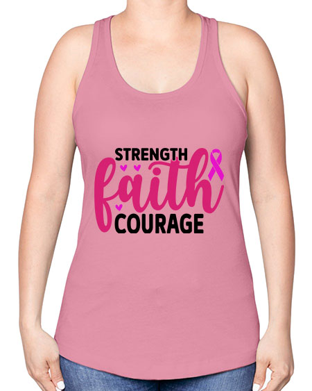 Strength Faith Courage 8# - breast cancer -Racerback Tank