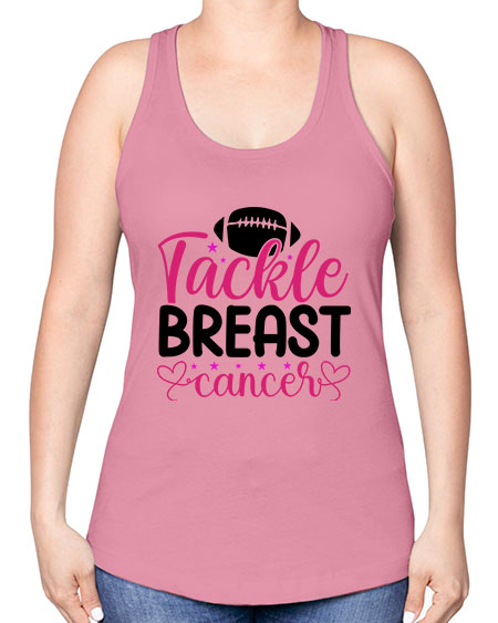 Tackle Breast Cancer 4# - breast cancer -Racerback Tank