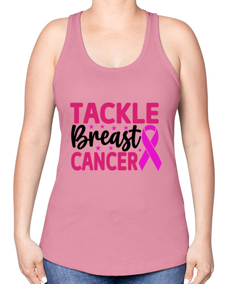 Tackle Breast Cancer 5# - breast cancer -Racerback Tank