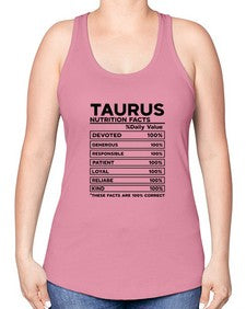 Taurus Nutrition Facts 490# - taurus -Racerback Tank