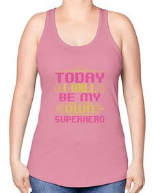 Today i will be 255# - cartoon super hero -Racerback Tank