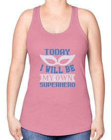 Today i will be my 256# - cartoon super hero -Racerback Tank