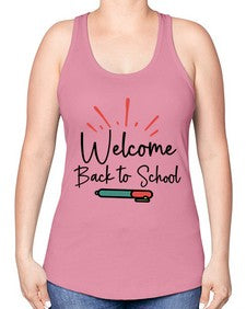 Welcome Back to School 994# - last day of school -Racerback Tank