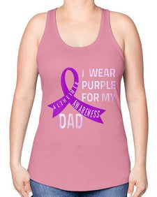 Womens I Wear Purple for My Dad Alzheimers Disease Awareness VNeck 221# - alzheimers -Racerback Tank