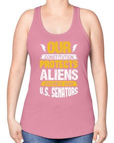 Your constituion protects aliens and drunks 49# - ufo -Racerback Tank