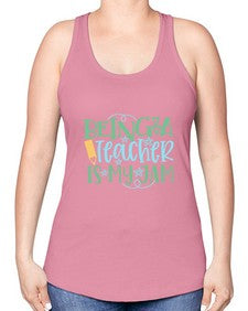 being a teacher is my jam 21# - teacher -Racerback Tank