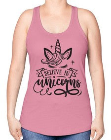 believe in unicorns black 55# - unicorn -Racerback Tank