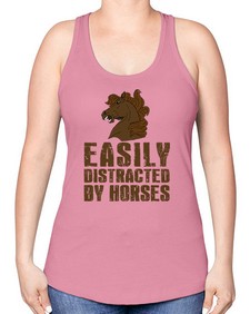 easily distracted by horses - horse -Racerback Tank
