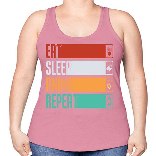 eat sleep anime repeat225# - anime -Racerback Tank