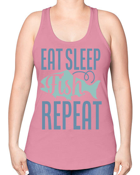 eat sleep fish repeat 84# - shark-fish -Racerback Tank