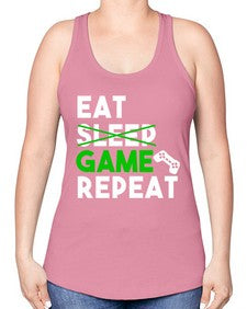 eat sleep game repeat 78# - video games -Racerback Tank