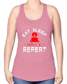 eat sleep hack repeat 48# - computer -Racerback Tank
