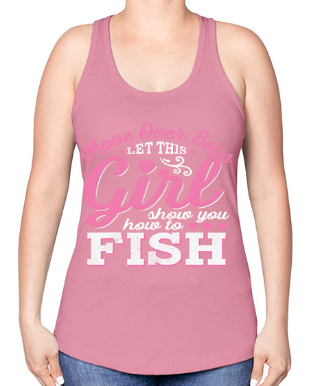 girl fishing 15# - shark-fish -Racerback Tank