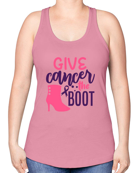 give cancer the boot Style 1# - breast cancer -Racerback Tank