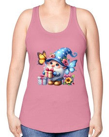 gnome with butterfly 03# - gnome -Racerback Tank