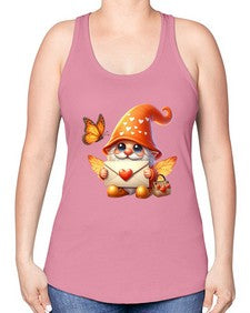 gnome with butterfly 06# - gnome -Racerback Tank