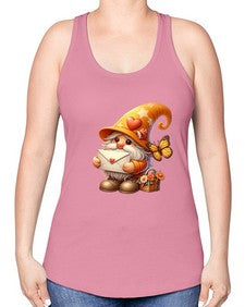 gnome with butterfly 09# - gnome -Racerback Tank