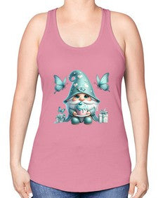 gnome with butterfly 10# - gnome -Racerback Tank