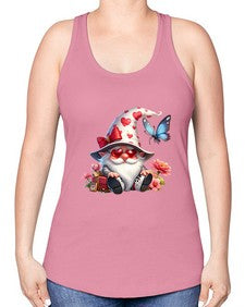 gnome with butterfly 13# - gnome -Racerback Tank