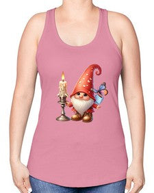 gnome with butterfly 16# - gnome -Racerback Tank