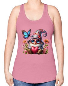 gnome with butterfly 17# - gnome -Racerback Tank