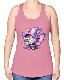gnome with butterfly 18# - gnome -Racerback Tank